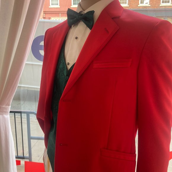 Red Long Tuxedo Coat - Valentines Jacket! - Picture 6 of 8